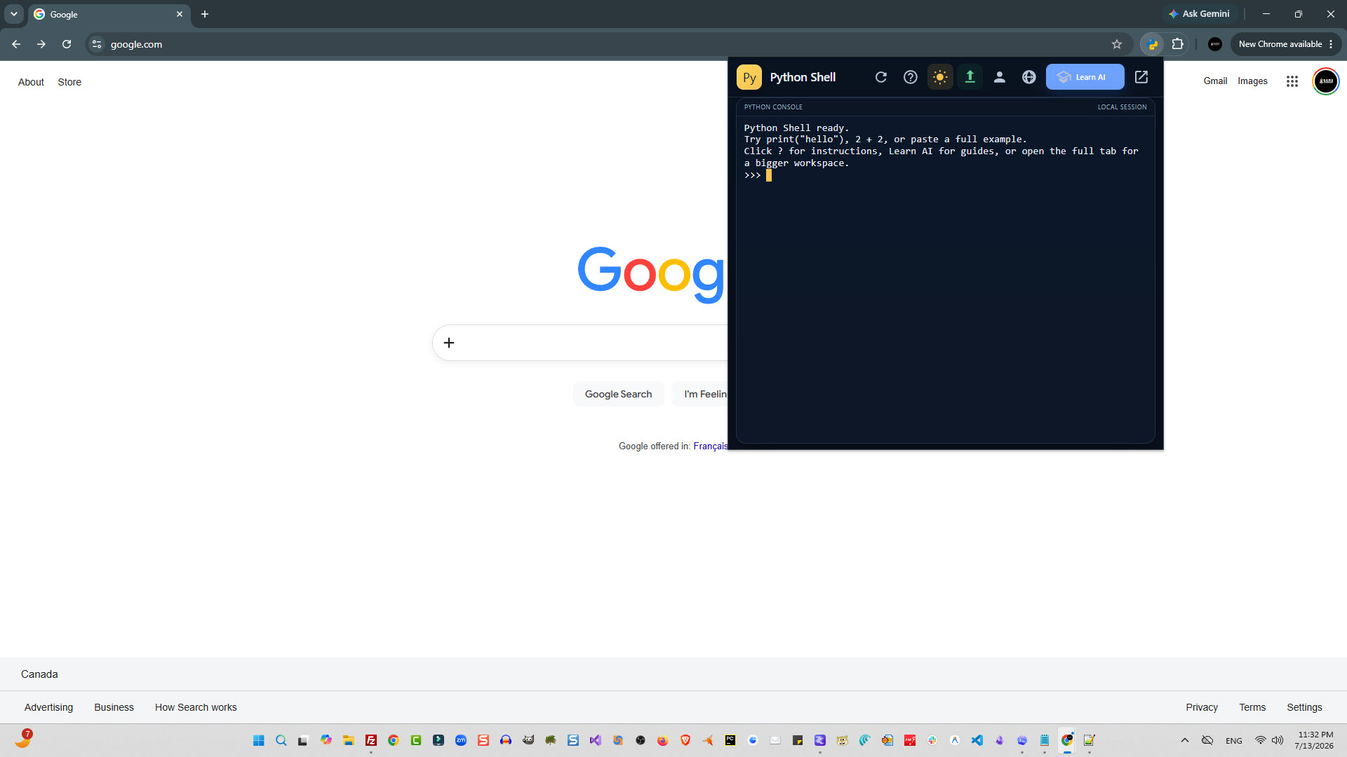 Scorpion Python Shell Pro dark mode and upgrade screenshot