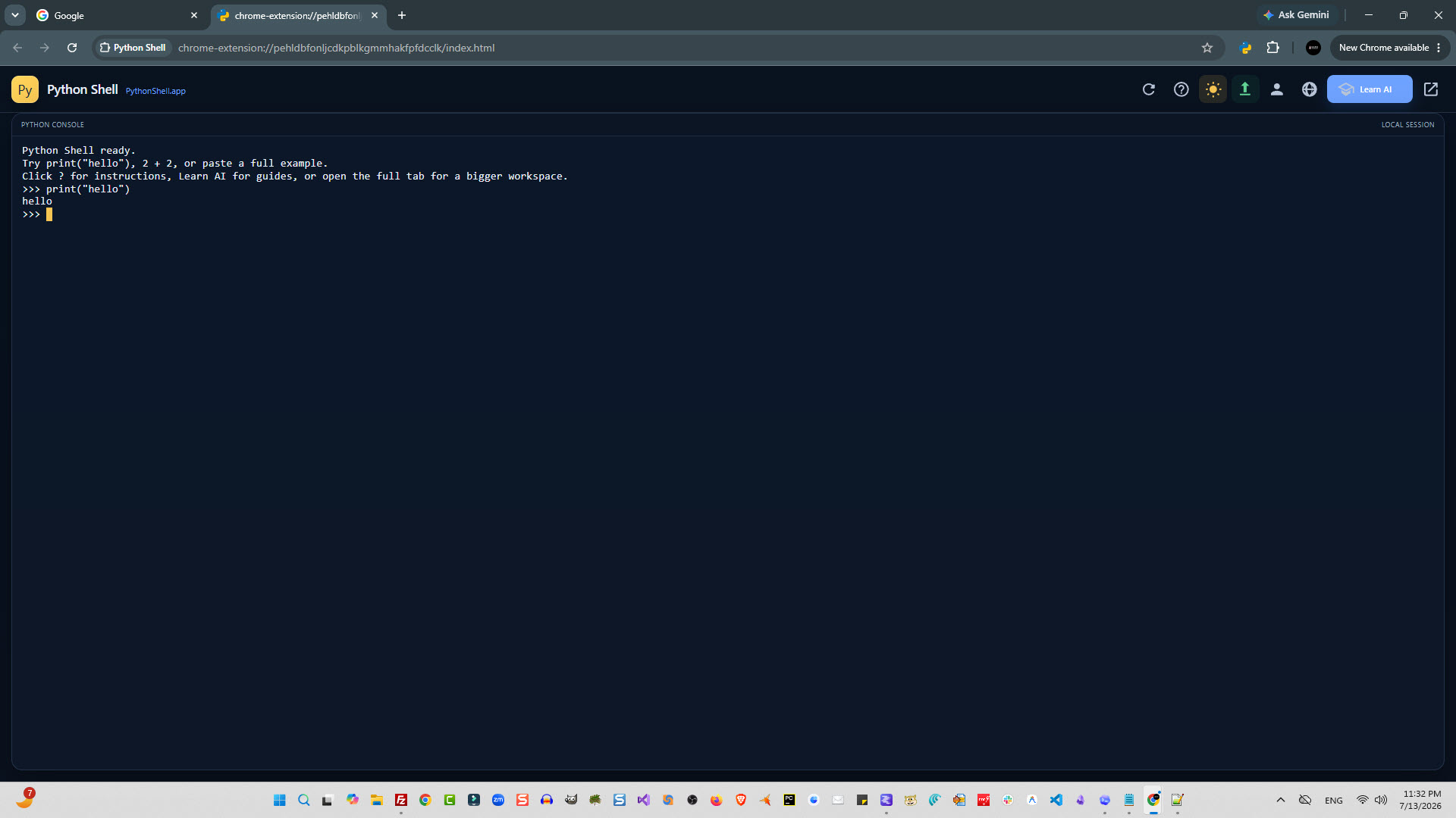 Scorpion Python Shell Pro upgraded workspace screenshot