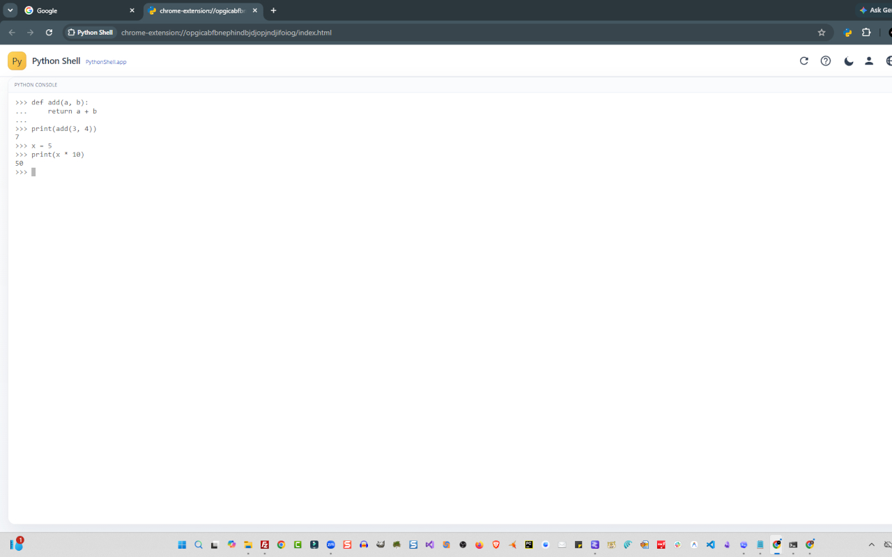 Scorpion Python Shell full tab workspace screenshot