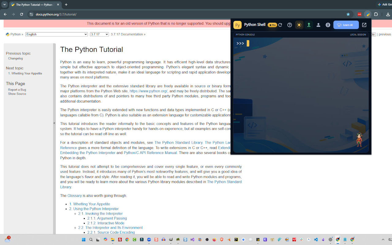 Scorpion Python Shell Pro feature controls screenshot